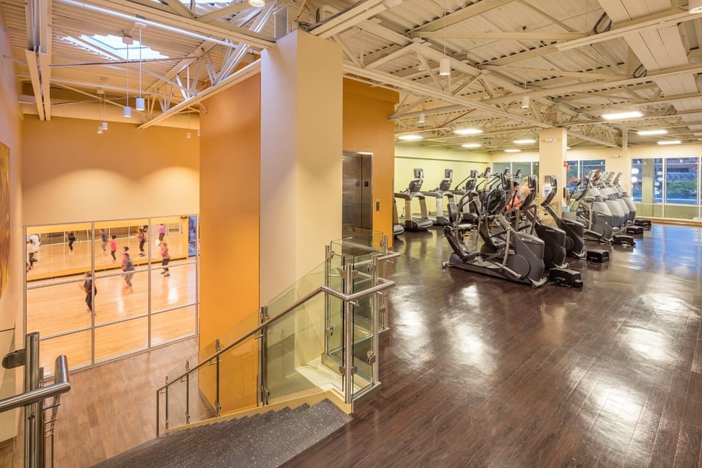 Cardio and group exercise room area of 411 Waverley Oaks Road