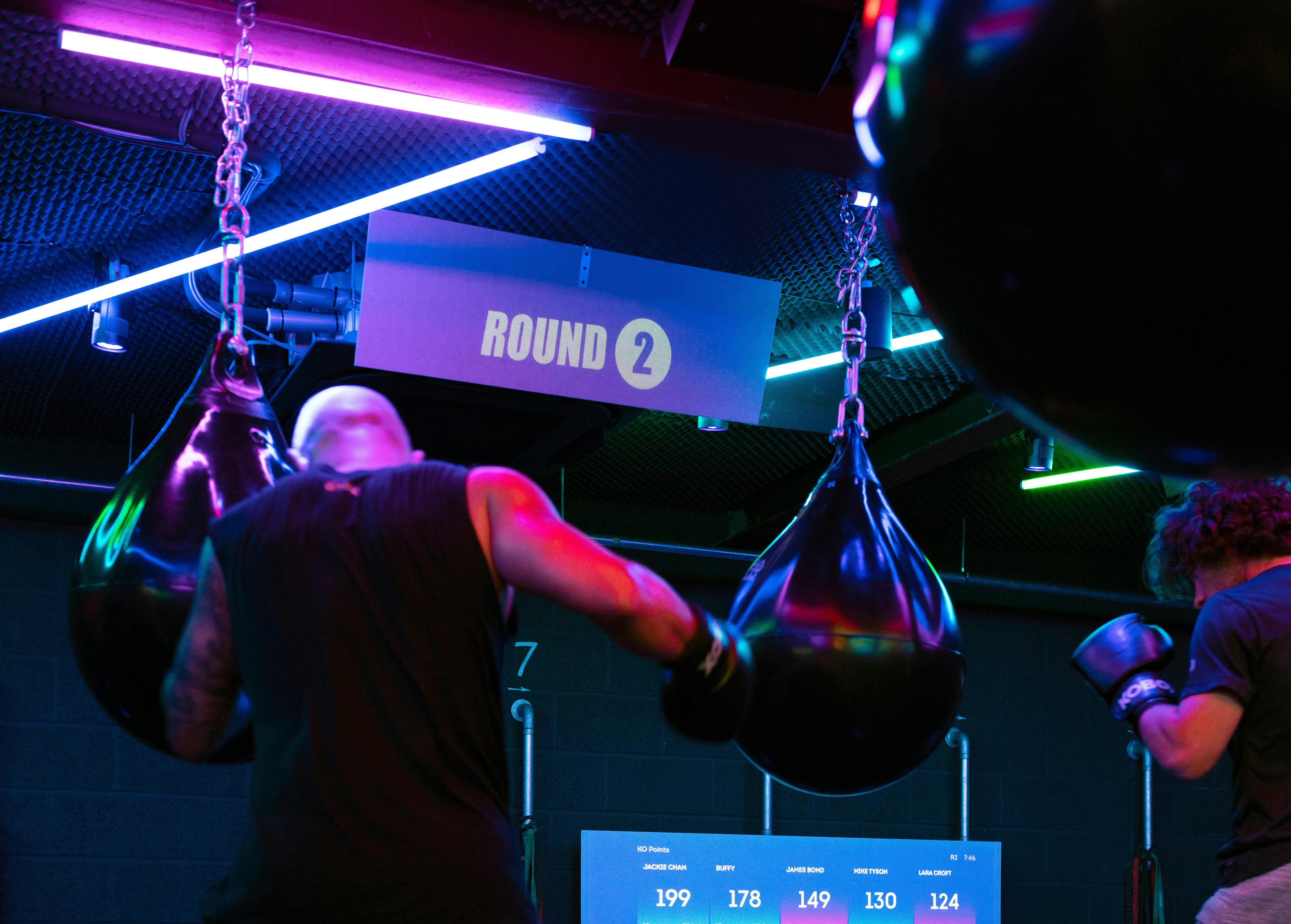 Boxing in a dark gym aesthetic