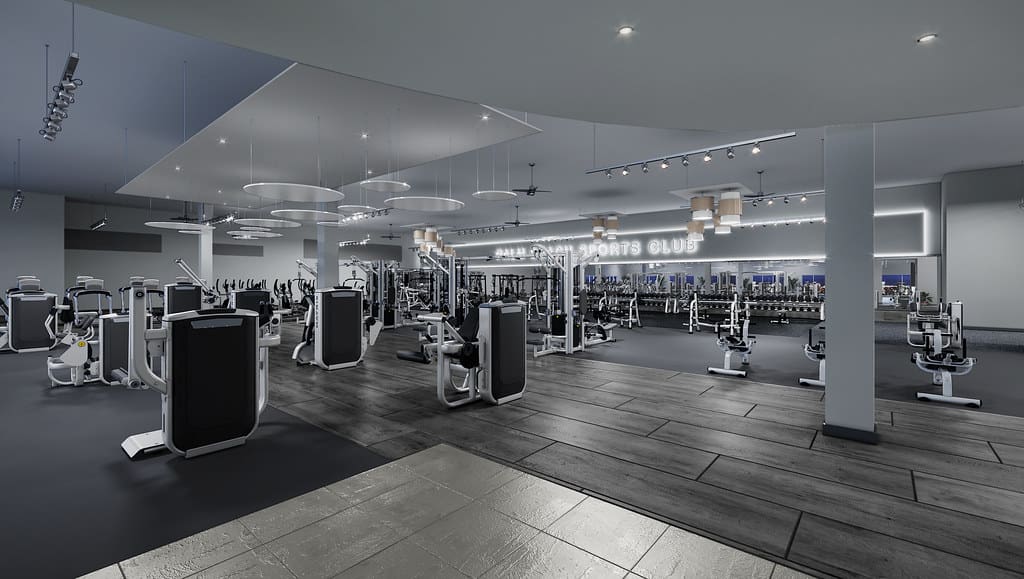 Gym design of Palm Beach Sports Club